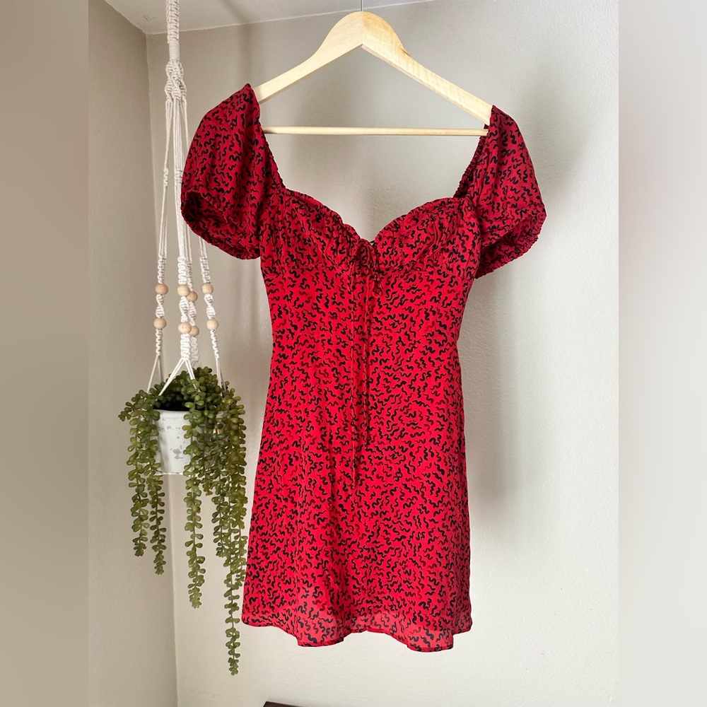 Réalisation Par The Venus Silk Mini Dress in Red Squiggle Size XXS